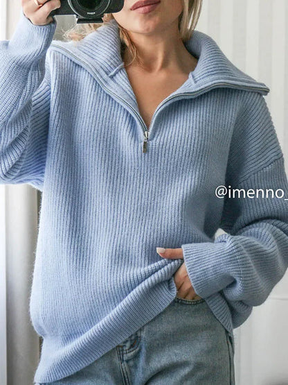 Amelie | Kuscheliger Rollkragenpullover mit Reißverschluss für kalte Tage