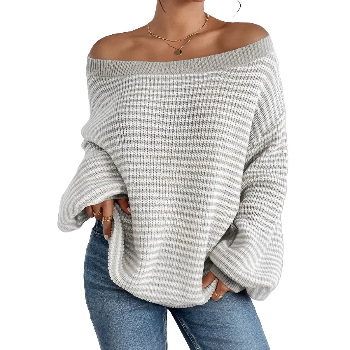 Chante | Modischer Schulterfreier Pullover mit eleganten Streifen