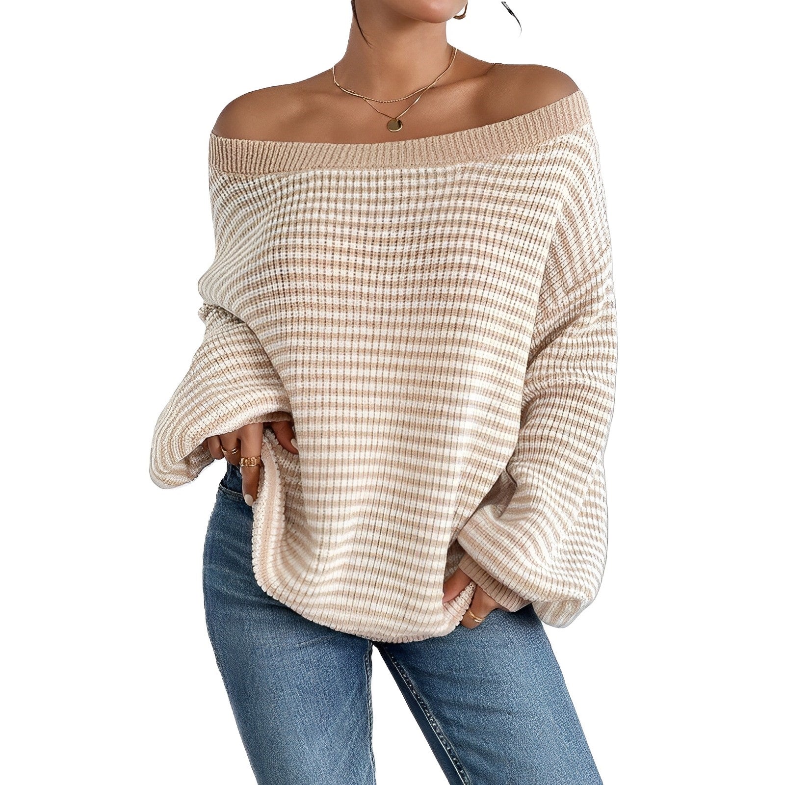 Chante | Modischer Schulterfreier Pullover mit eleganten Streifen