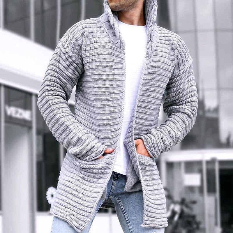 Demerico | Stilvolle Rippenstrickjacke für Herren mit Stehkragen