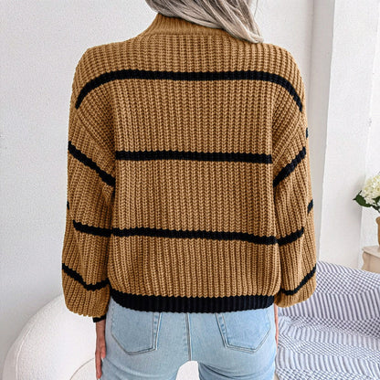 Divine | Eleganter Rollkragenpullover mit Streifen für Damen