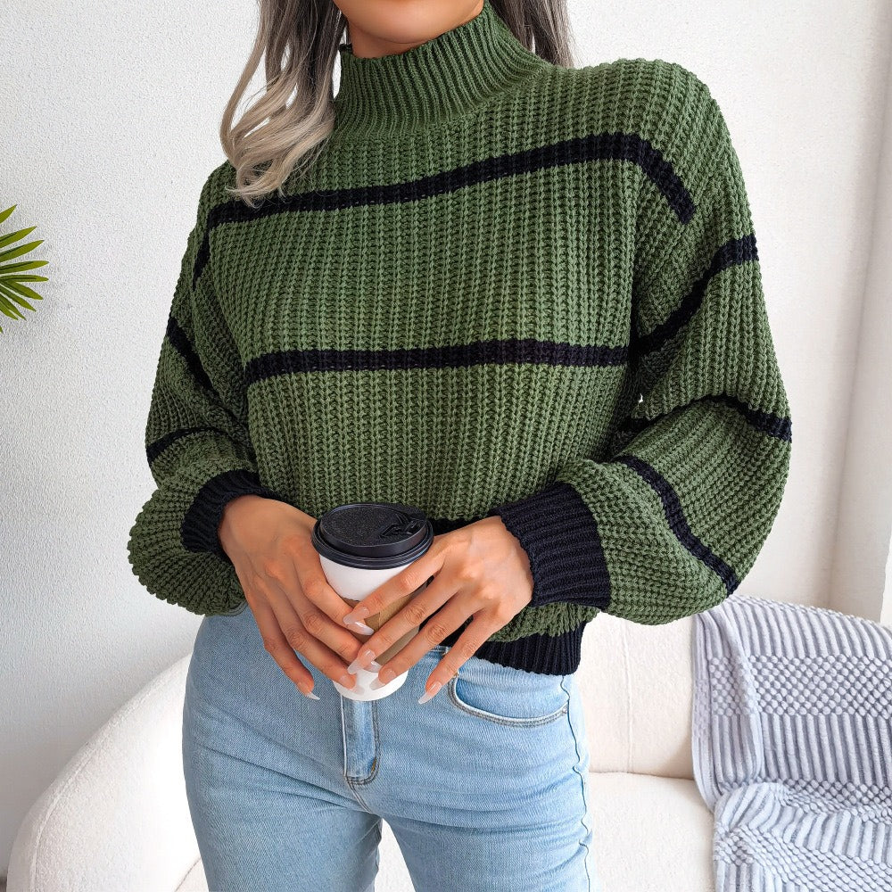 Divine | Eleganter Rollkragenpullover mit Streifen für Damen