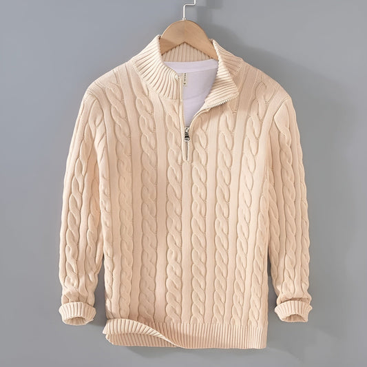 Gautier | Lässiger Gautier-Baumwollpullover mit Reißverschluss in Beige