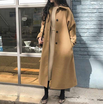 Mia | Eleganter langer Trenchcoat mit Gürtel und Knöpfen