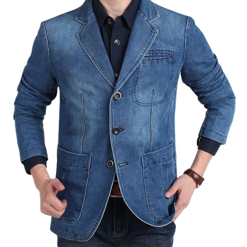 Timo | Moderne Denim-Blazer-Jacke für Herren mit tailliertem Schnitt