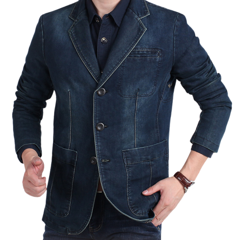 Timo | Moderne Denim-Blazer-Jacke für Herren mit tailliertem Schnitt