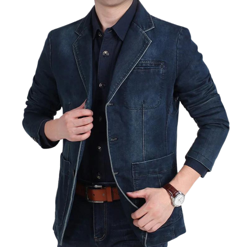 Timo | Moderne Denim-Blazer-Jacke für Herren mit tailliertem Schnitt