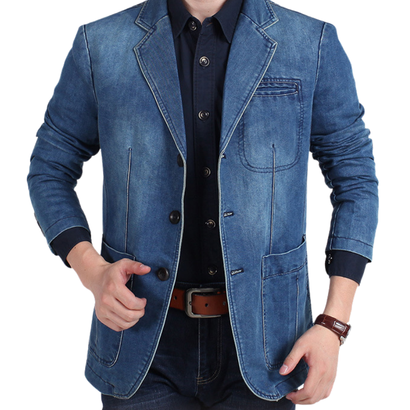 Timo | Moderne Denim-Blazer-Jacke für Herren mit tailliertem Schnitt