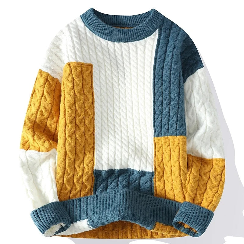 Tommy | Einzigartiger Patchwork Strickpullover für Herren