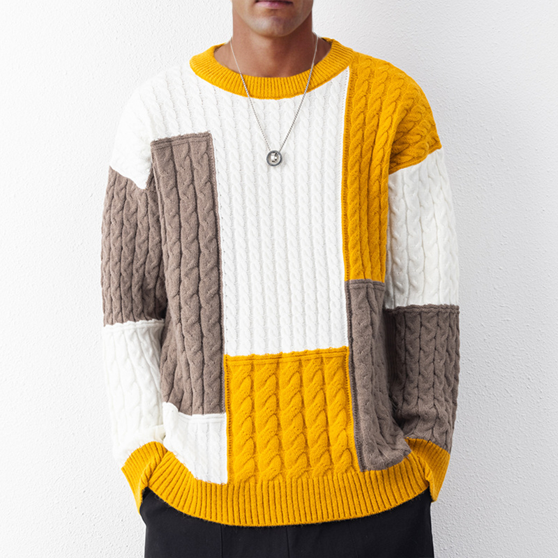 Tommy | Einzigartiger Patchwork Strickpullover für Herren