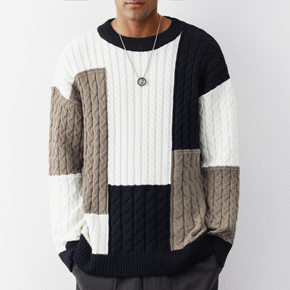 Tommy | Einzigartiger Patchwork Strickpullover für Herren