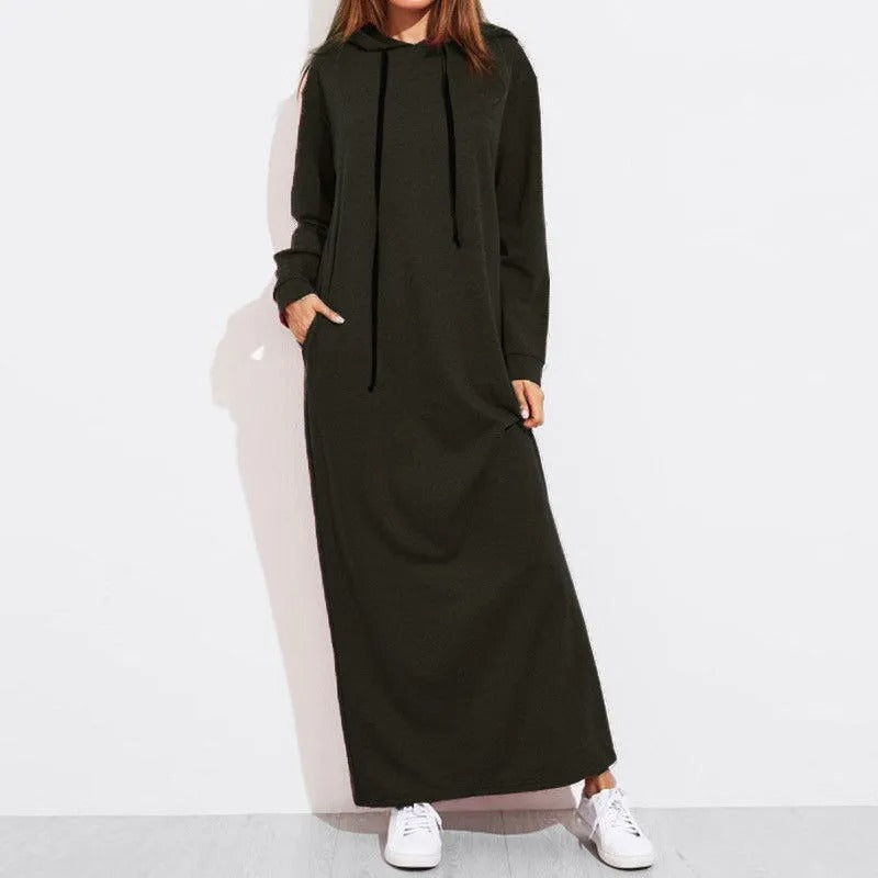 Toni | Bequemes Maxi-Kleid mit Kapuze für lässige Anlässe